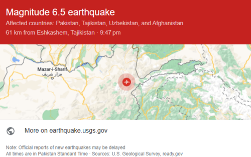 Earthquake today in Pakistan 2023